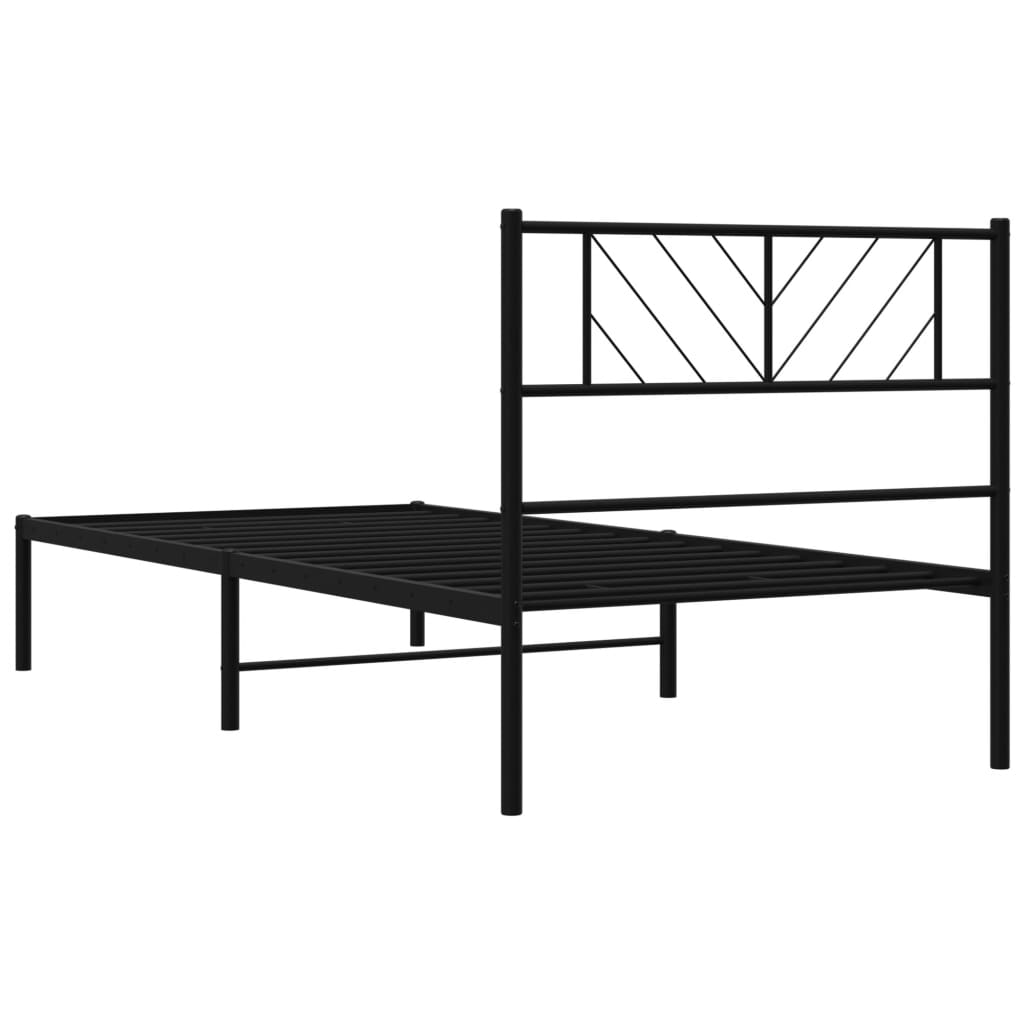 vidaXL Bettgestell mit Kopfteil Metall Schwarz 75x190 cm