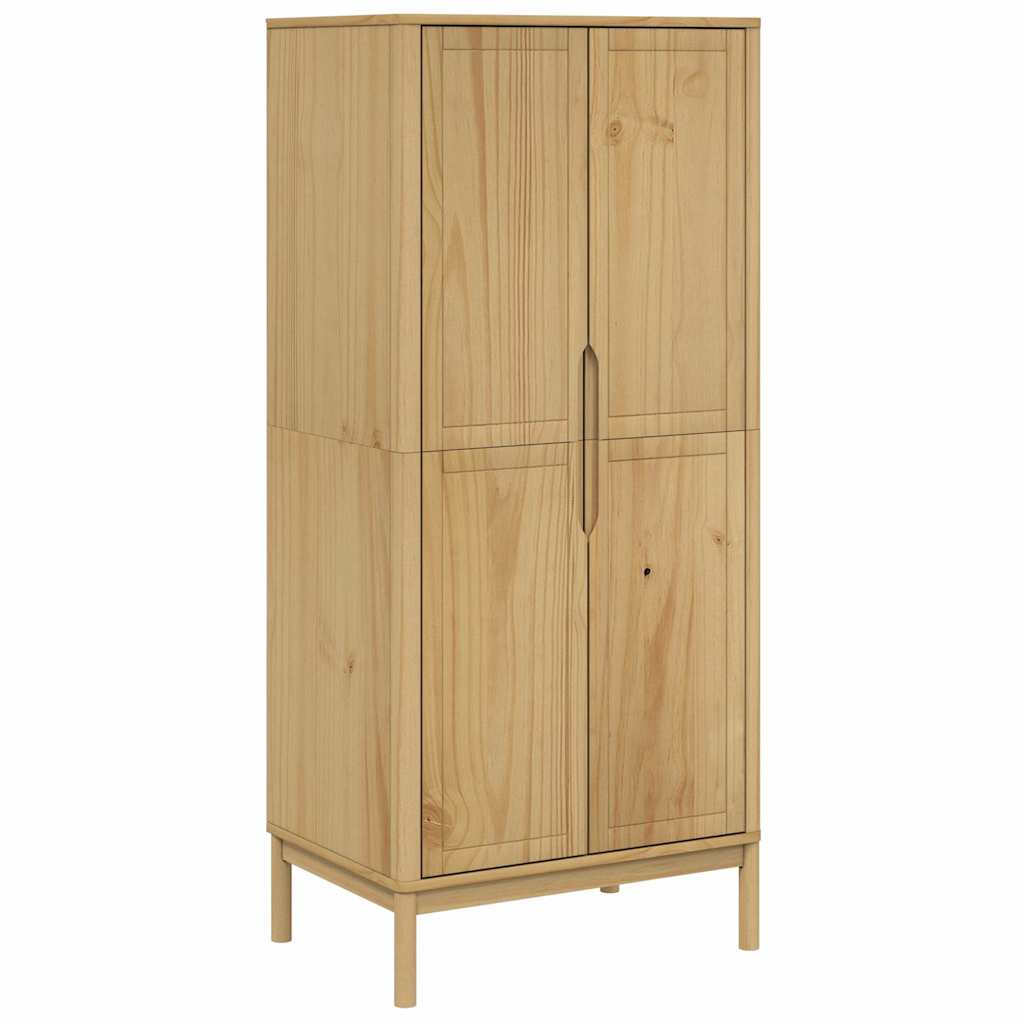 vidaXL Kleiderschrank FLORO Wachsbraun 77x53x171 cm Massivholz Kiefer