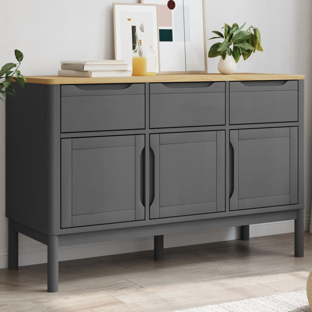 vidaXL Sideboard FLORO Wachsbraun 114x43x74 cm Massivholz Kiefer