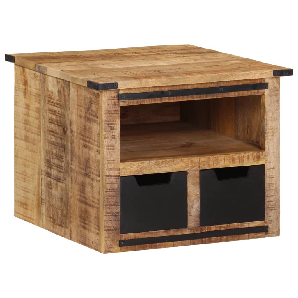 vidaXL Couchtisch mit Schubladen 50x50x40 cm Massivholz Mango