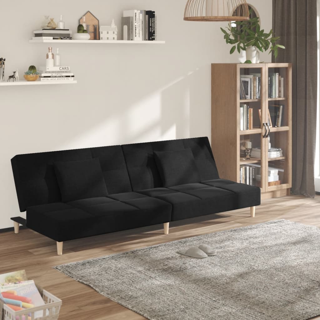 vidaXL Schlafsofa 2-Sitzer mit 2 Kissen Hellgrau Stoff