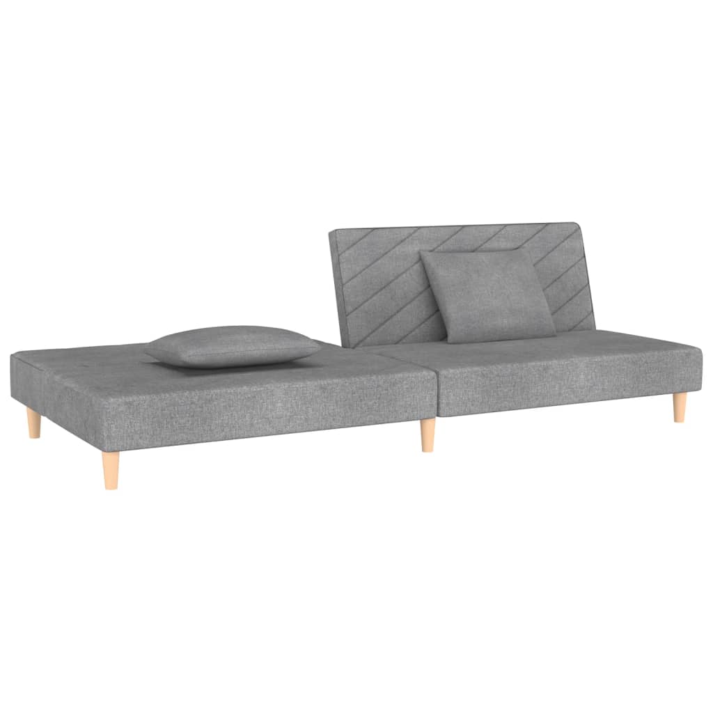 vidaXL Schlafsofa 2-Sitzer mit 2 Kissen Hellgrau Stoff