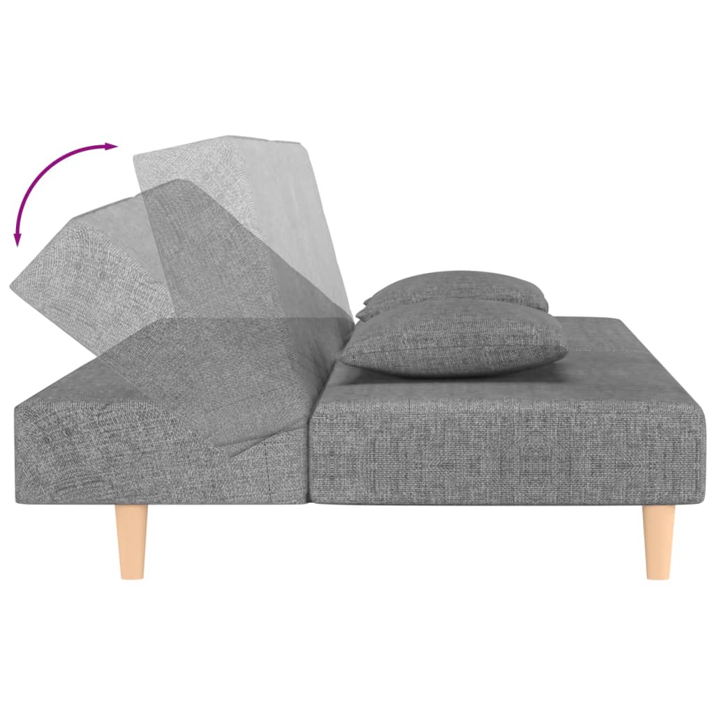 vidaXL Schlafsofa 2-Sitzer mit 2 Kissen Hellgrau Stoff