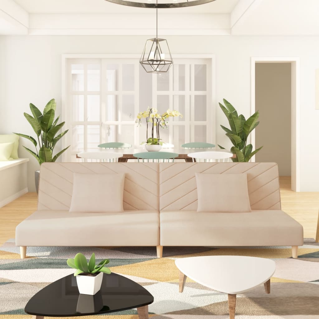 vidaXL Schlafsofa 2-Sitzer mit 2 Kissen Hellgrau Stoff