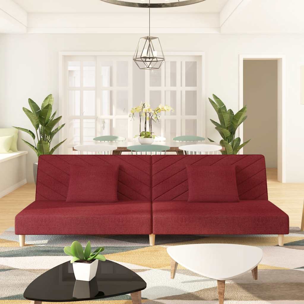 vidaXL Schlafsofa 2-Sitzer mit 2 Kissen Hellgrau Stoff