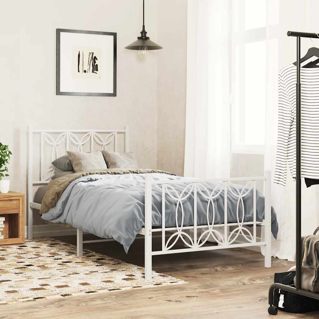 vidaXL Bettgestell mit Kopfteil Metall Schwarz 75x190 cm