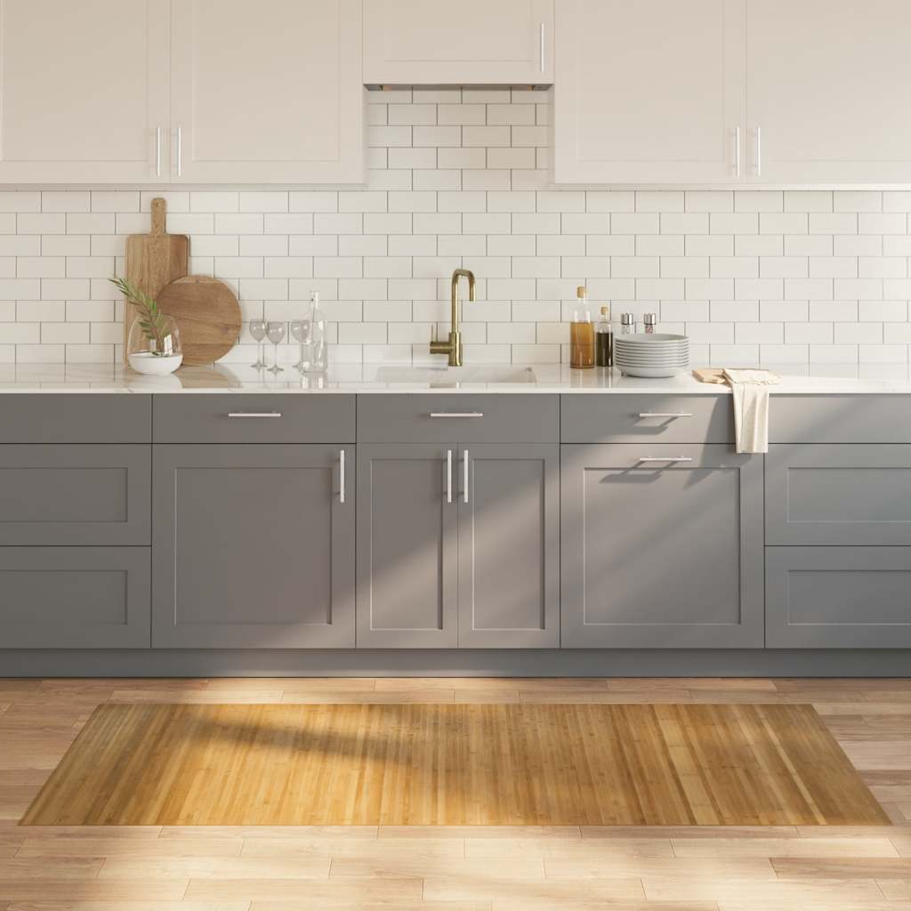 vidaXL Teppich Rechteckig Schwarz 60x100 cm Bambus