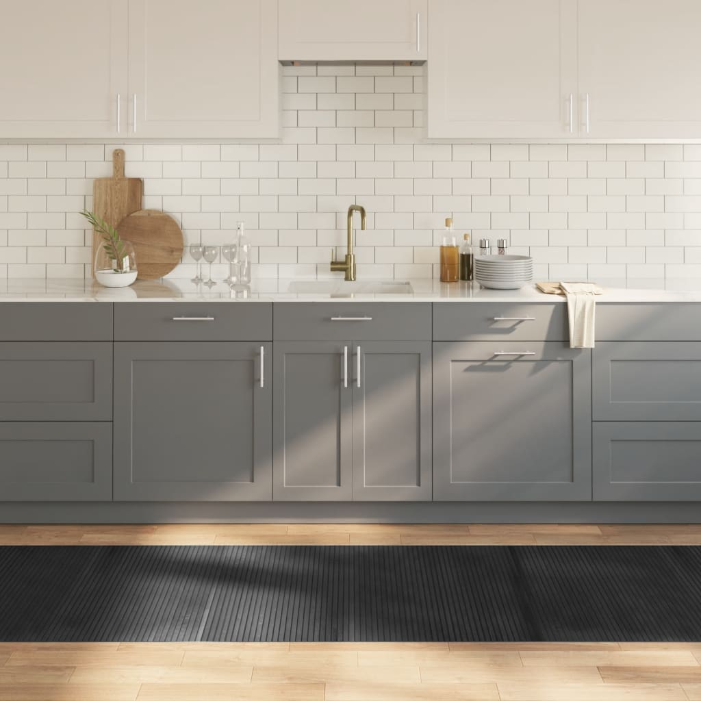 vidaXL Teppich Rechteckig Schwarz 60x100 cm Bambus