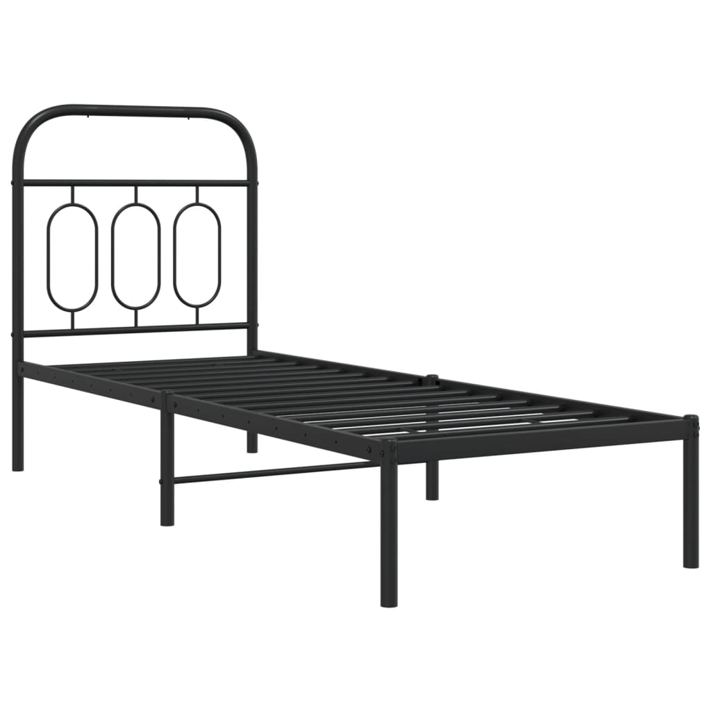 vidaXL Bettgestell mit Kopfteil Metall Schwarz 75x190 cm