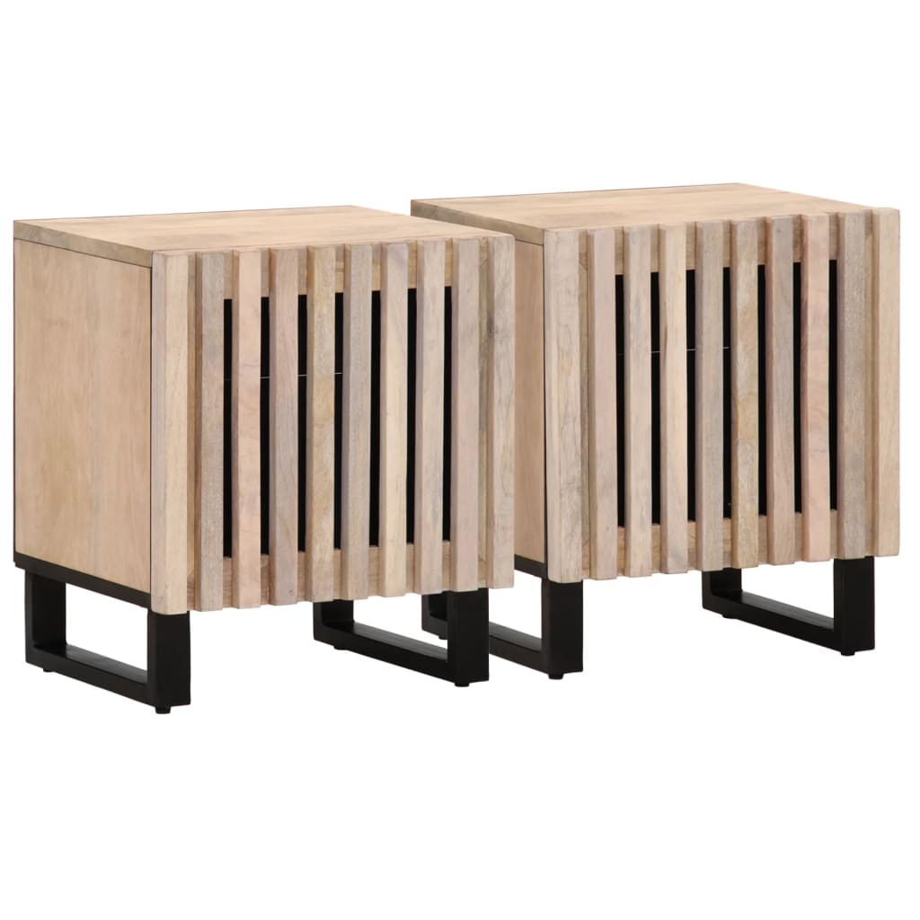 vidaXL Nachttisch 40x34x46 cm Raues Mangoholz