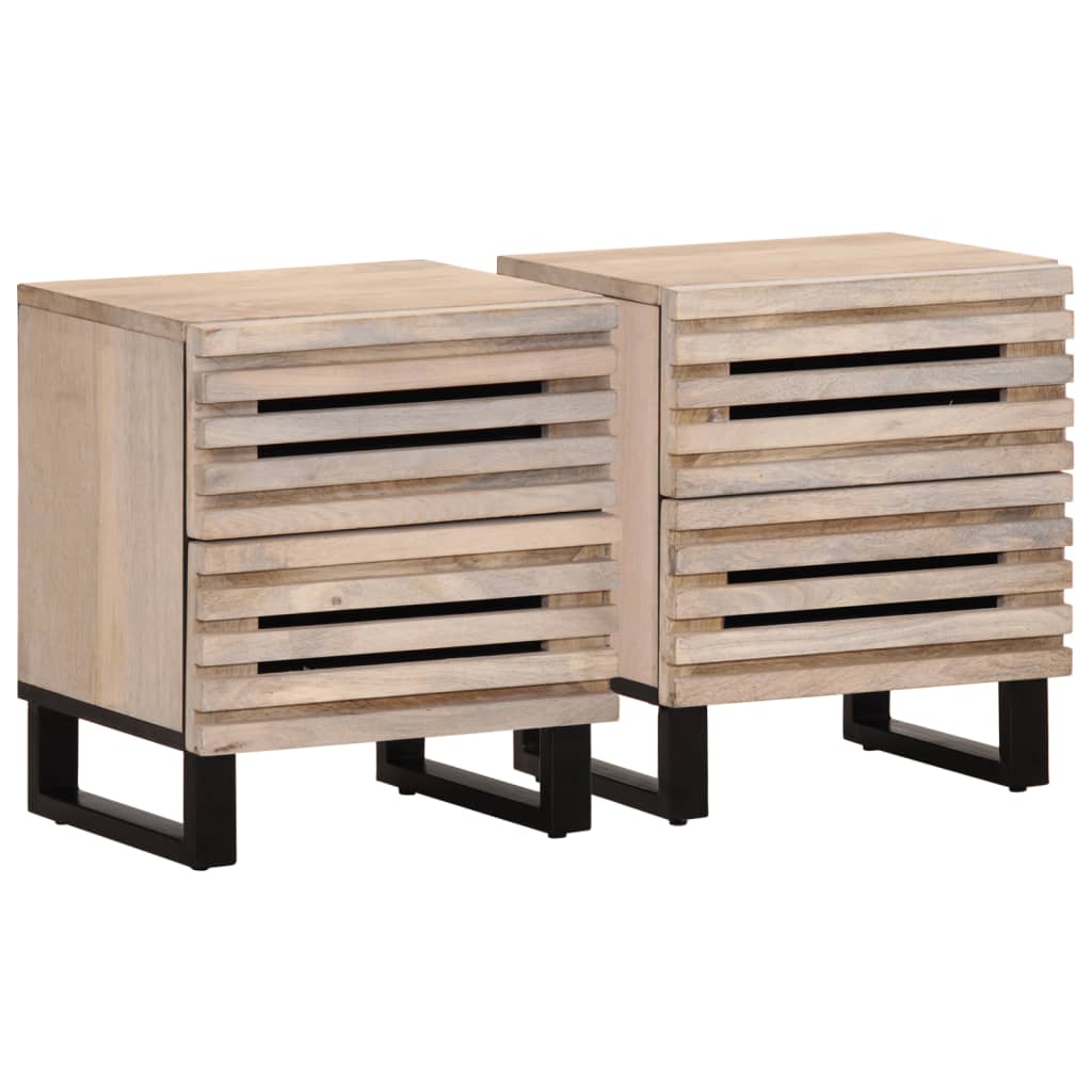 vidaXL Nachttisch 40x34x46 cm Raues Mangoholz
