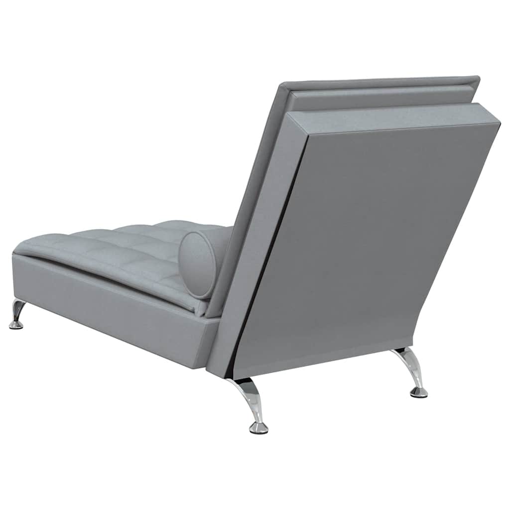 vidaXL Massage-Chaiselongue mit Nackenrolle Hellgrau Stoff