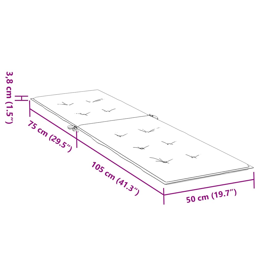 vidaXL Liegestuhl-Auflage Melange Anthrazit (75+105) x 50 x 4 cm Stoff