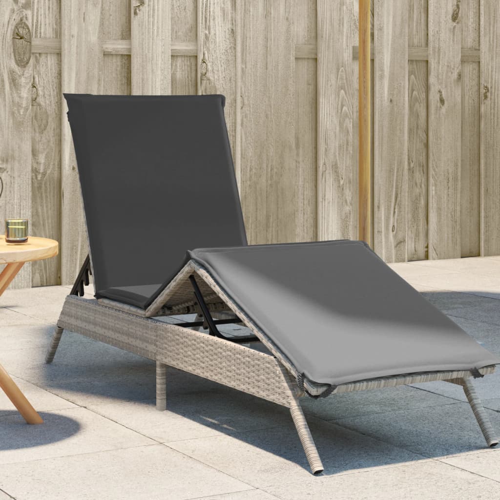 vidaXL Sonnenliege mit Auflage Schwarz Poly-Rattan