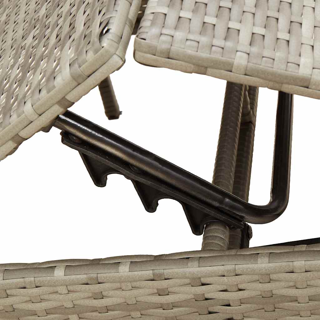 vidaXL Sonnenliege mit Kissen Grau Poly Rattan