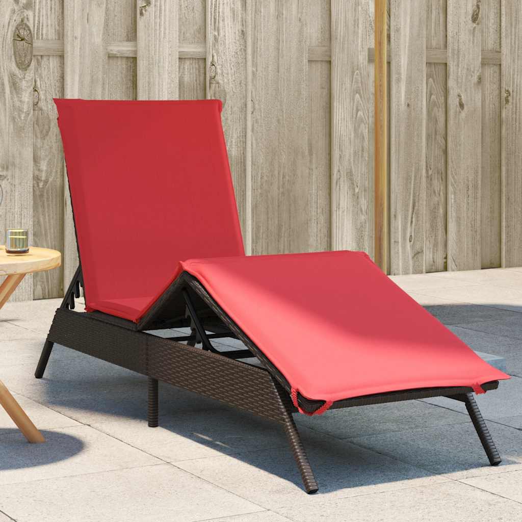 vidaXL Sonnenliege mit Kissen Grau Poly Rattan