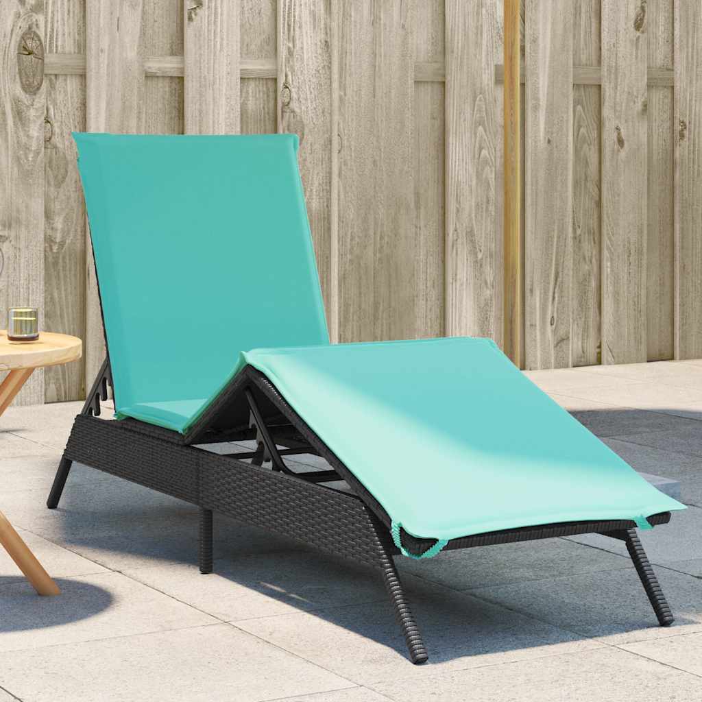 vidaXL Sonnenliege mit Kissen Grau Poly Rattan