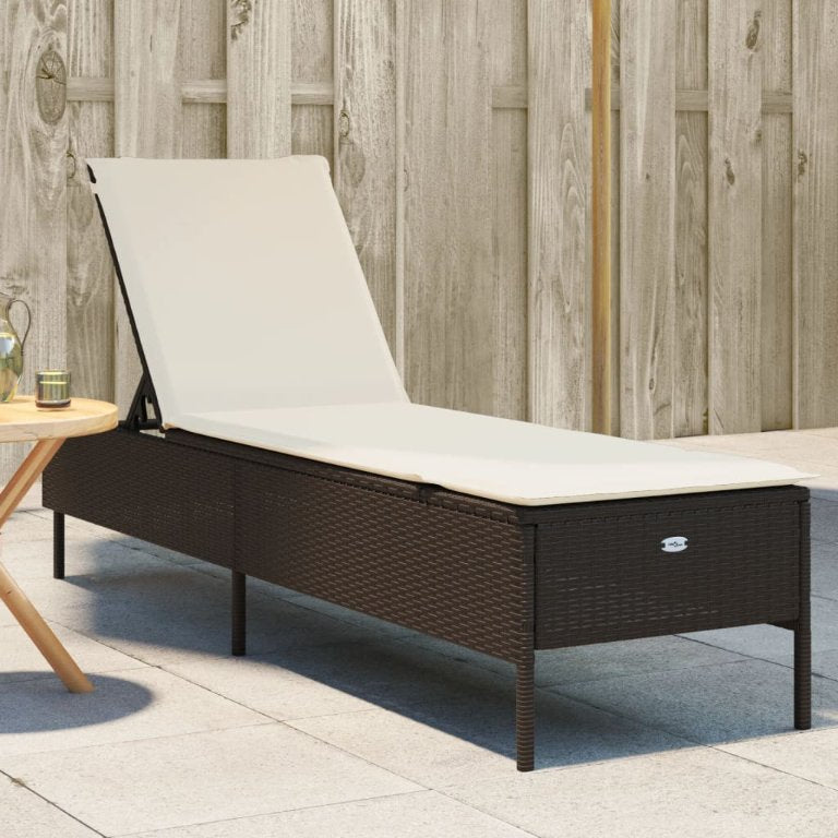 vidaXL Sonnenliege mit Auflage Schwarz Poly-Rattan