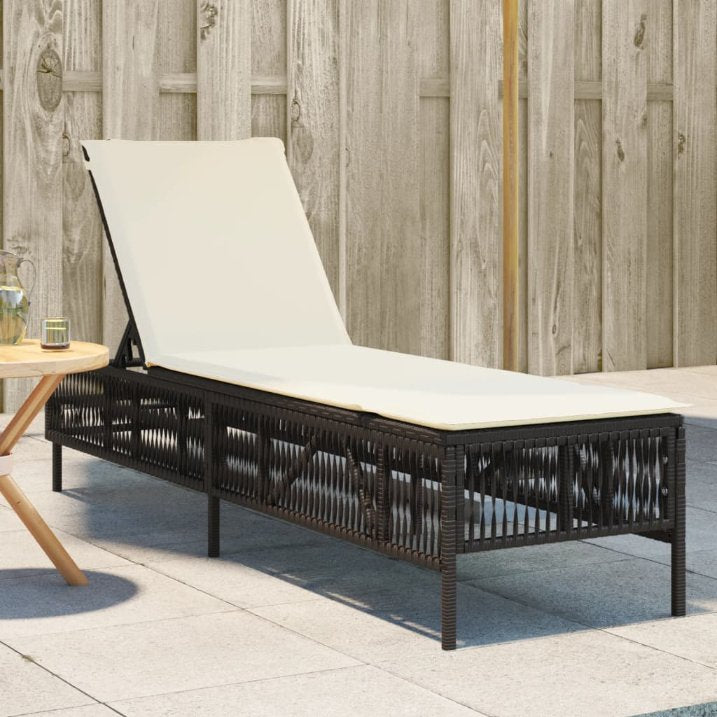 vidaXL Sonnenliege mit Auflage Schwarz Poly-Rattan