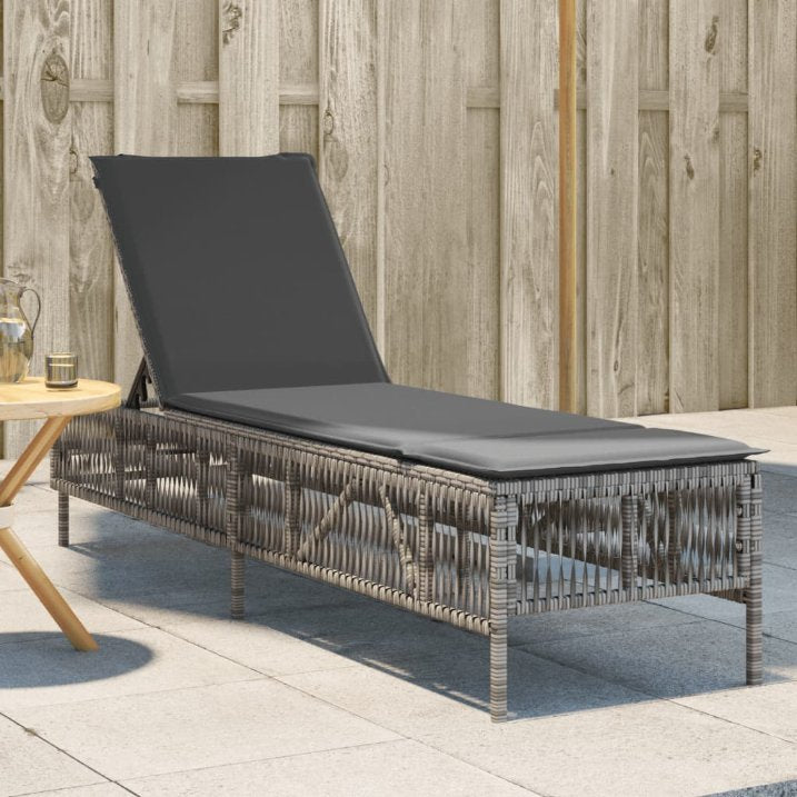 vidaXL Sonnenliege mit Auflage Schwarz Poly-Rattan