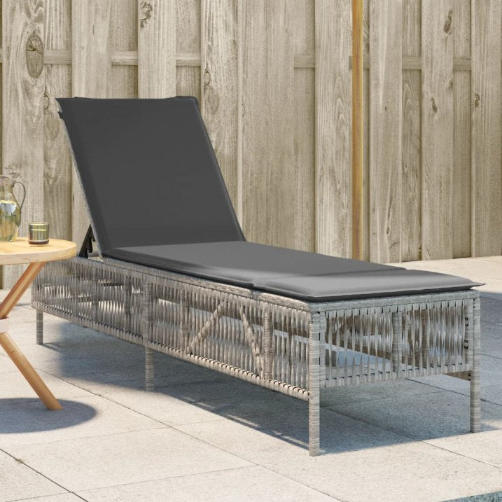 vidaXL Sonnenliege mit Auflage Schwarz Poly-Rattan