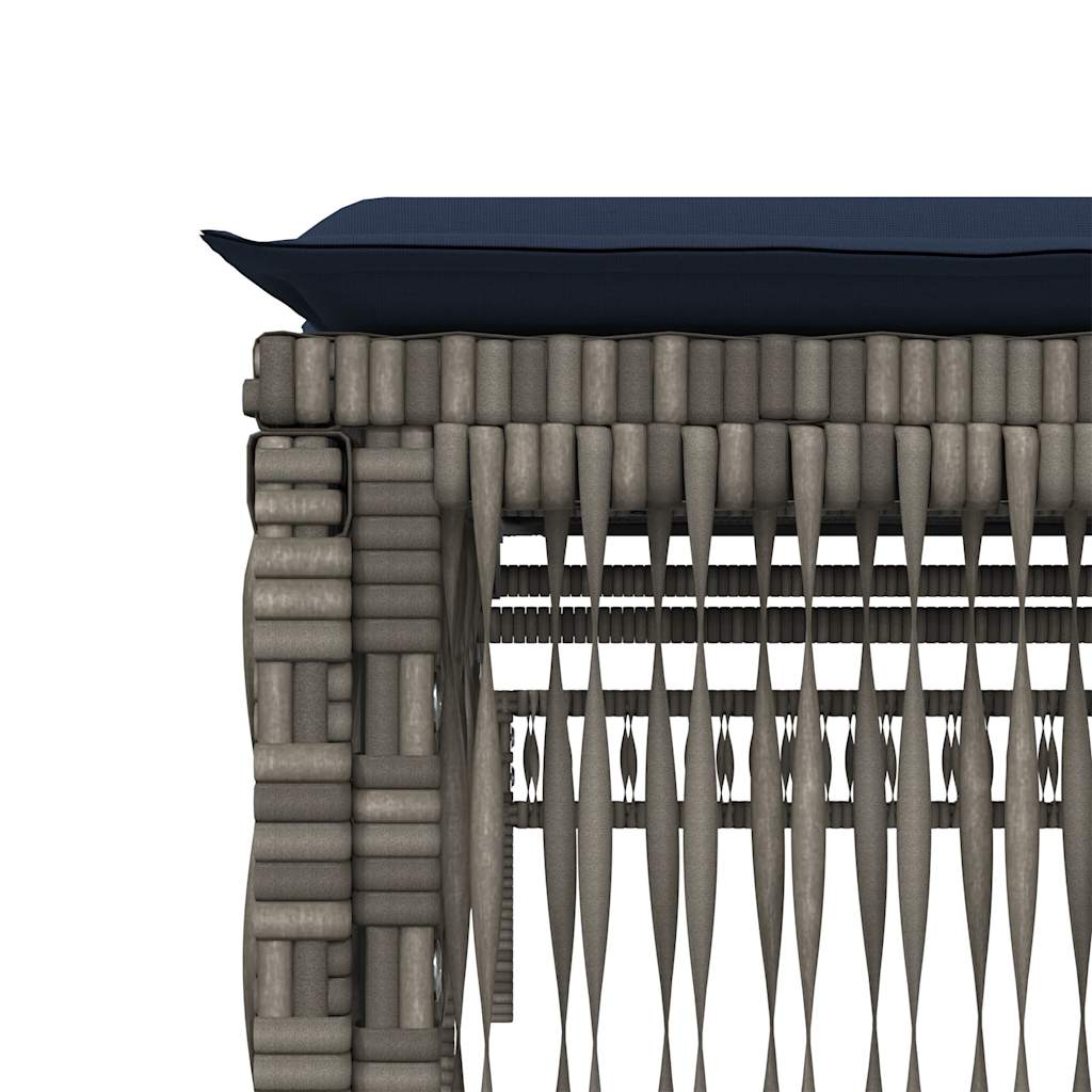 vidaXL Sonnenliege mit Kissen Grau Poly Rattan