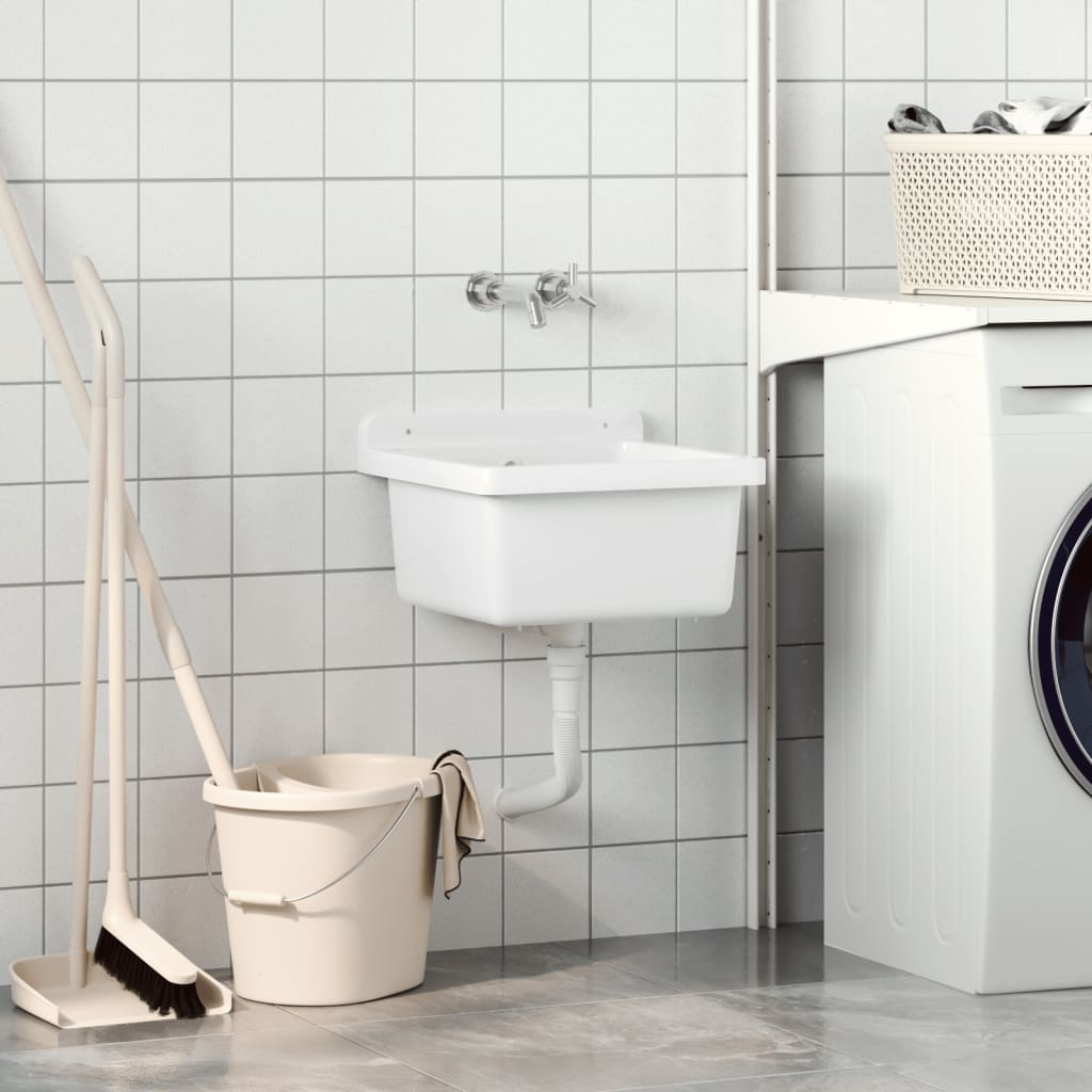 vidaXL Ausgussbecken Wandmontage Weiß 40x40x24 cm Harz