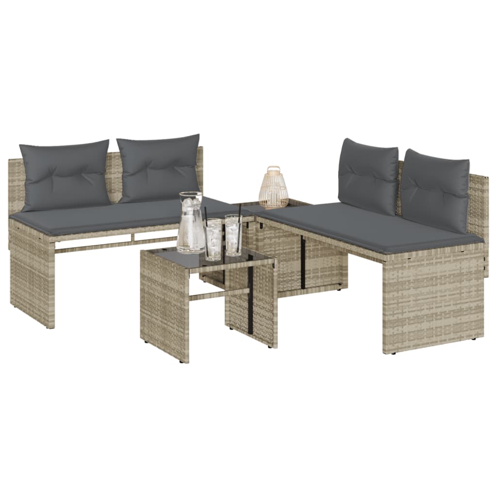 vidaXL 4-tlg. Garten-Sofagarnitur mit Kissen Schwarz Poly Rattan