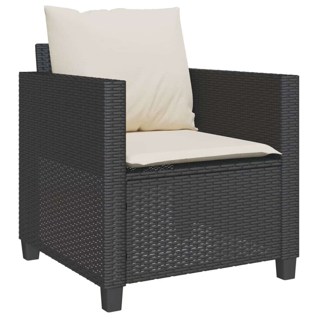 vidaXL 3-tlg. Bistro-Set mit Kissen Schwarz Poly Rattan