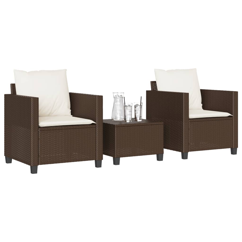 vidaXL 3-tlg. Bistro-Set mit Kissen Schwarz Poly Rattan