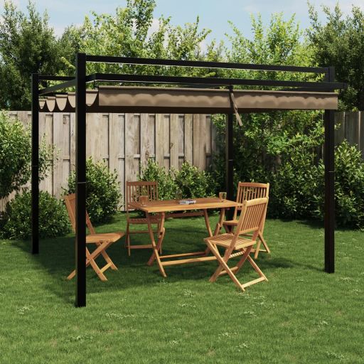 vidaXL Gartenpavillon mit ausziehbarem Dach Creme 3x3 m Aluminium