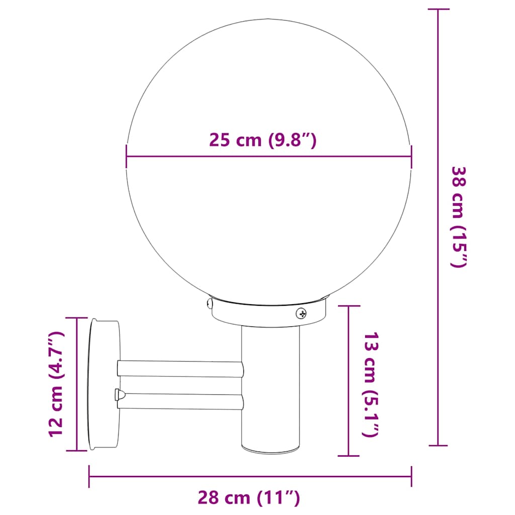 vidaXL Außenwandleuchte Silber 28 x 25 x 38 cm Edelstahl und Plastik
