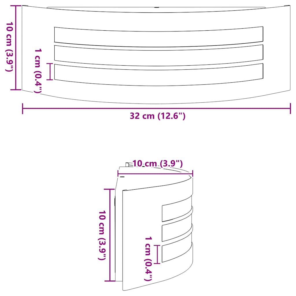 vidaXL Außenwandleuchte Silber 32 x 10 x 10 cm Edelstahl und Plastik