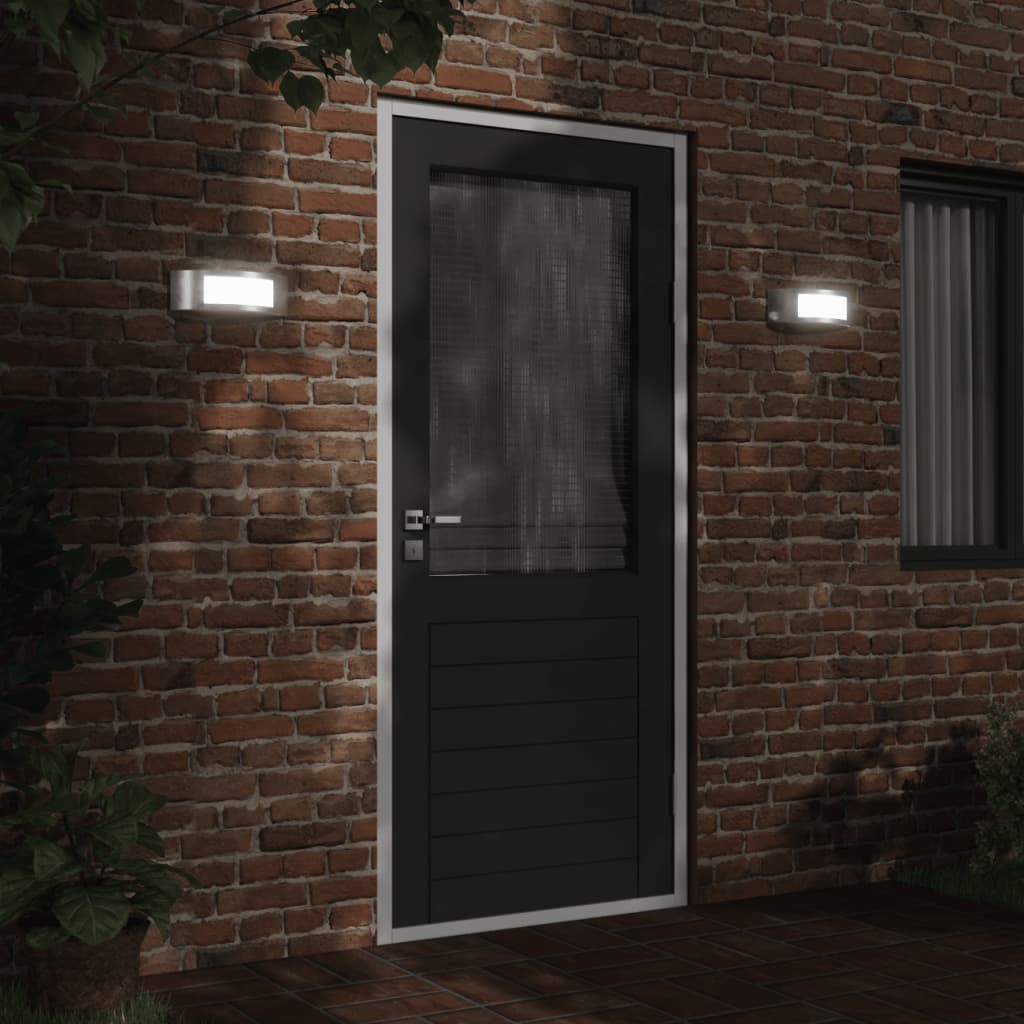 vidaXL Außenwandleuchten 2 Stk. Silbern Edelstahl