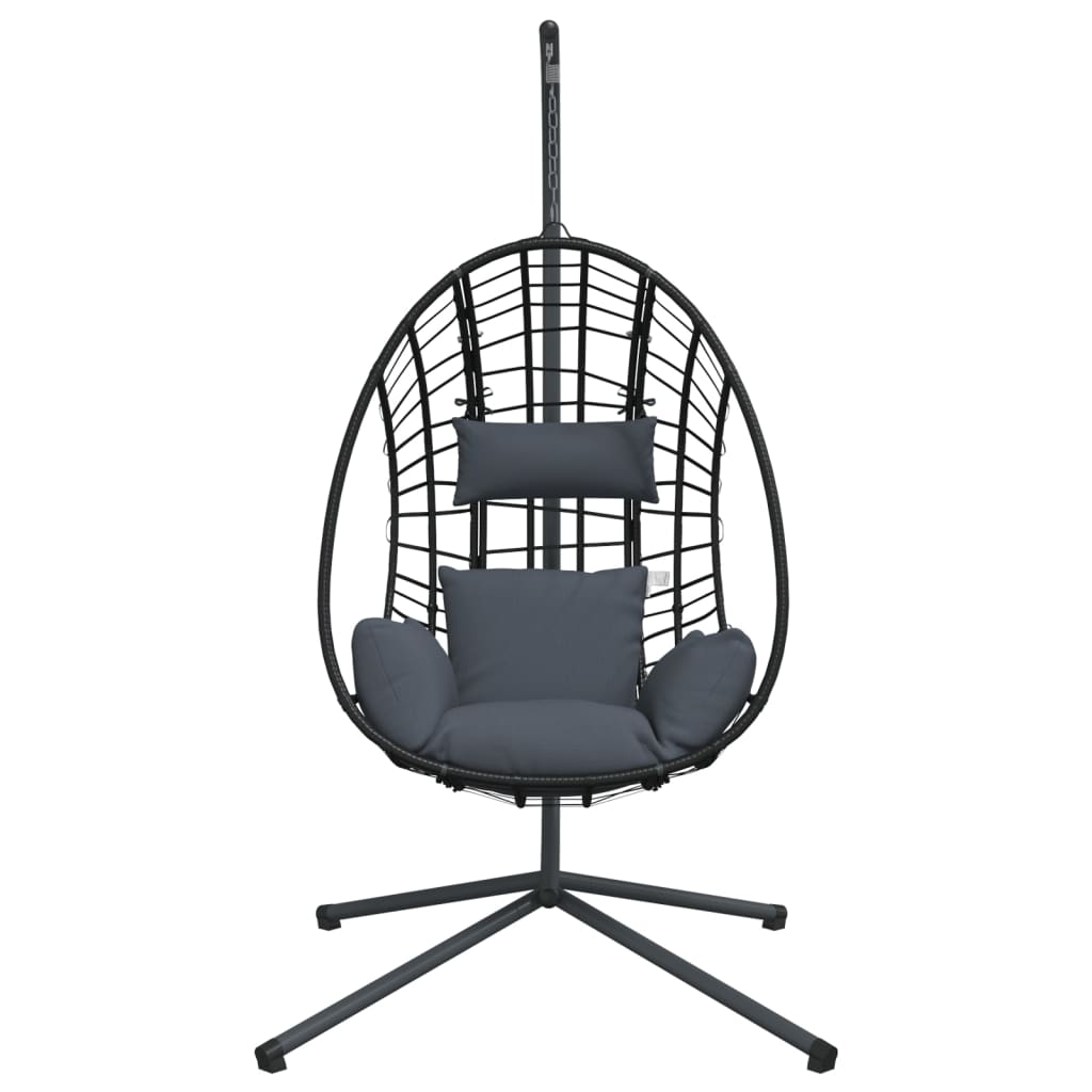 vidaXL Hängesessel Ei-Design mit Ständer Anthrazit Rattan und Stahl
