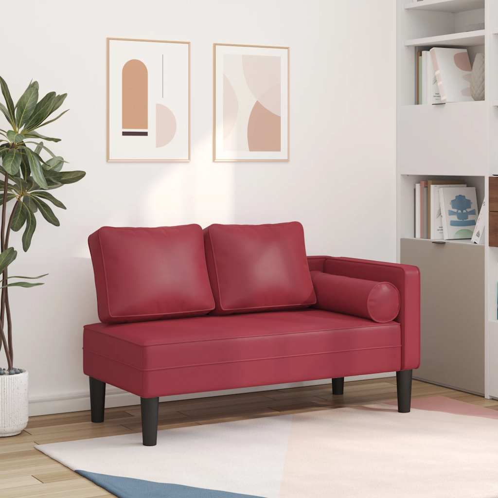 vidaXL Chaiselongue mit Kissen Schwarz Kunstleder