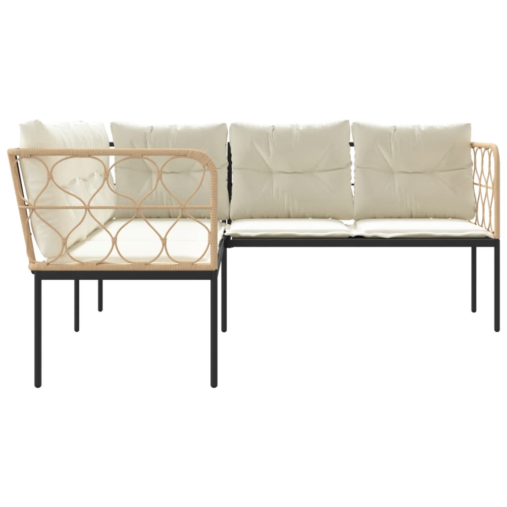 vidaXL Gartensofa in L-Form mit Kissen Schwarz Stahl und Textilene