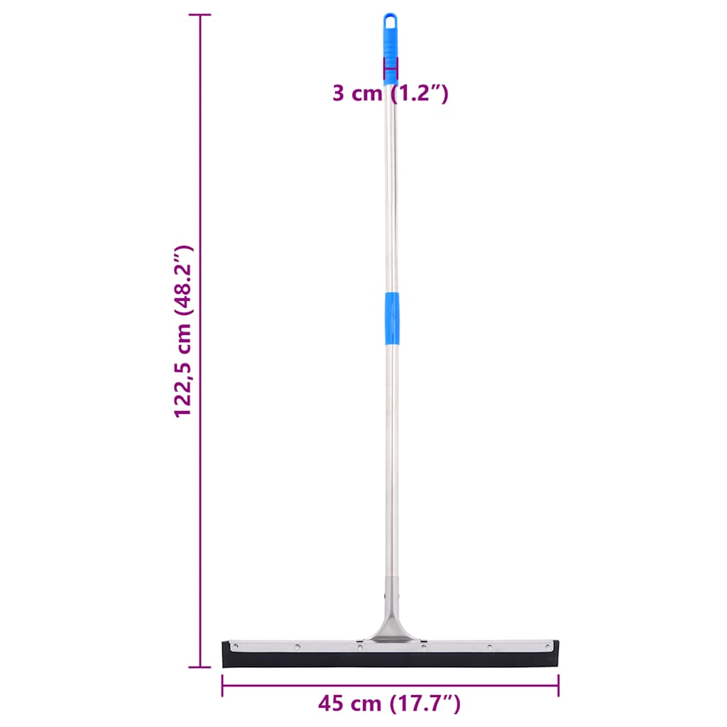 vidaXL Bodenabzieher mit Stiel 45x122,5 cm Stahl und Gummi