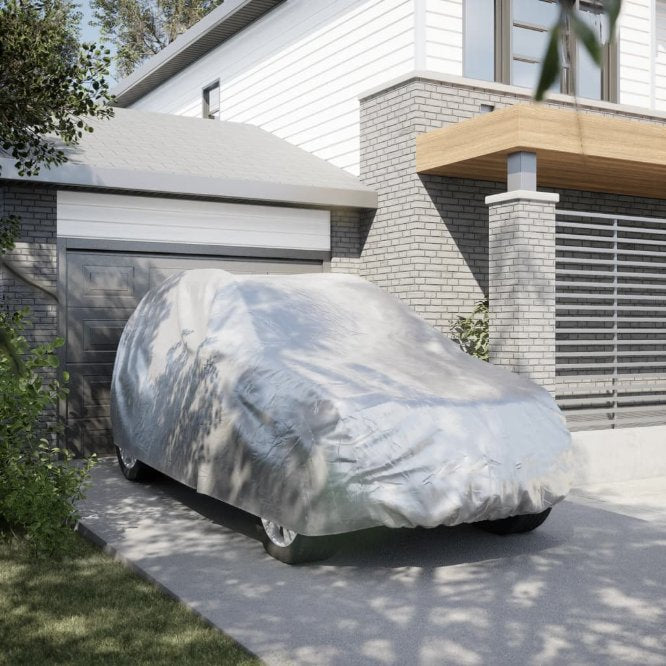 vidaXL Autoabdeckung für Limousine Schnallenriemen Voll Silbern M PEVA