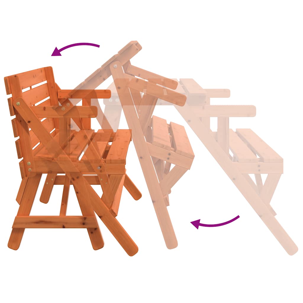 vidaXL Picknicktisch mit Bänken 2-in-1 Massivholz Tanne