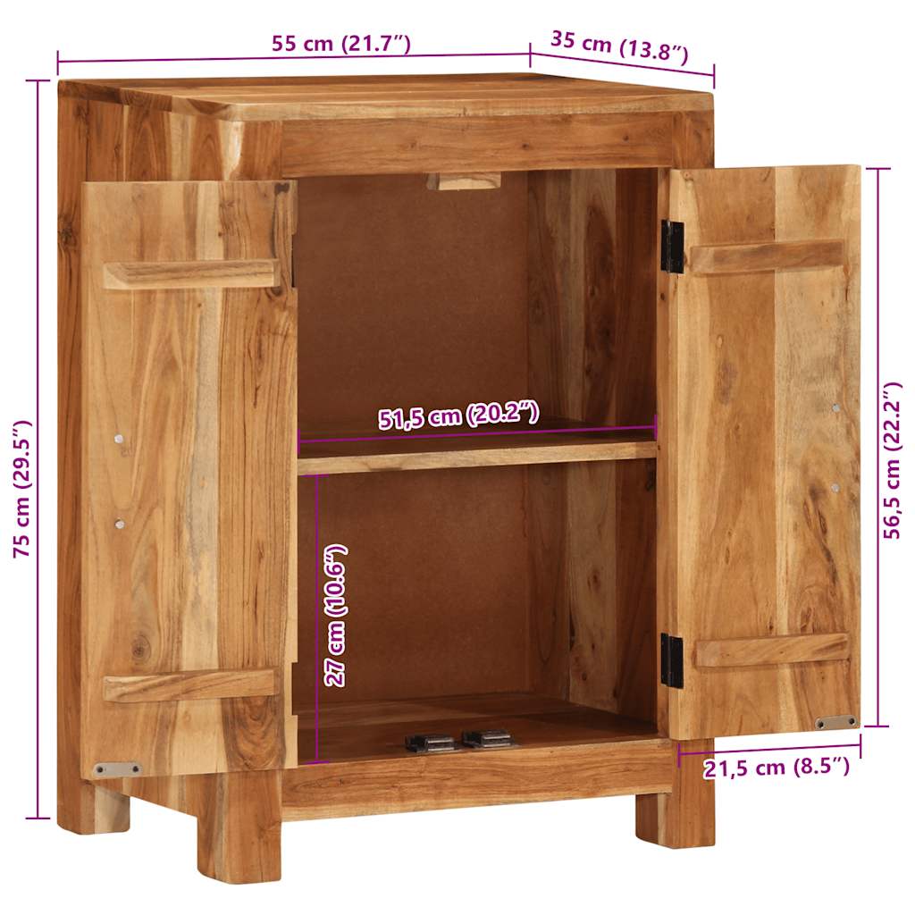 vidaXL Sideboard 55x35x75 cm Massivholz Akazie