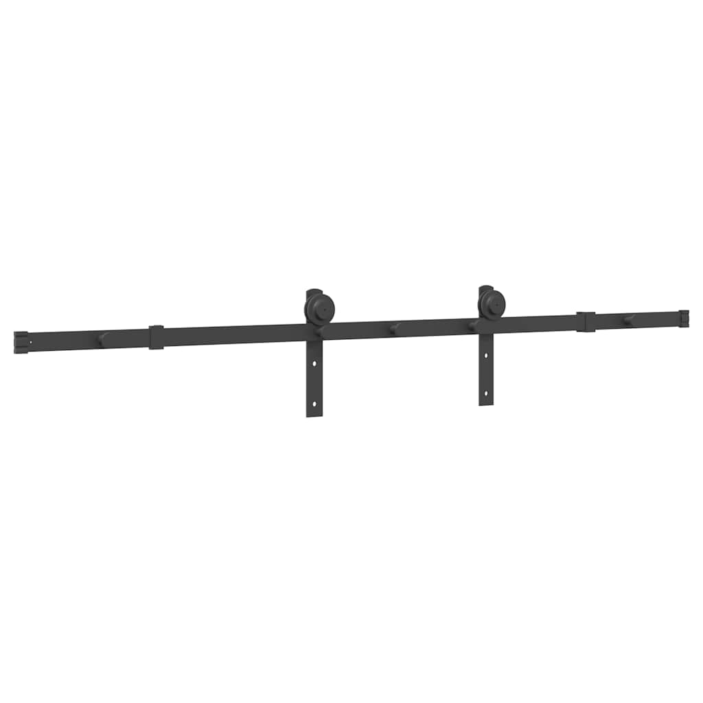 vidaXL Schiebetürbeschlag-Set 183 cm Stahl Schwarz