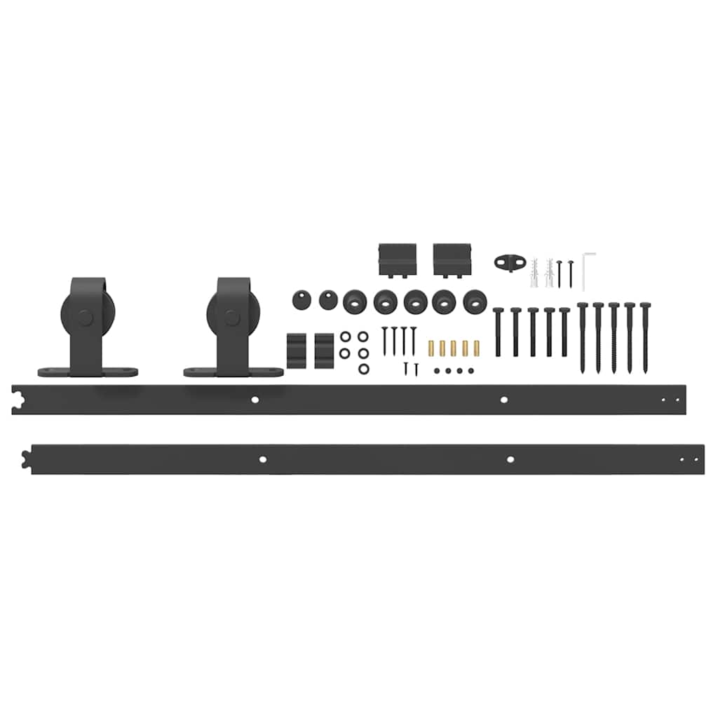 vidaXL Schiebetürbeschlag-Set 183 cm Stahl Schwarz