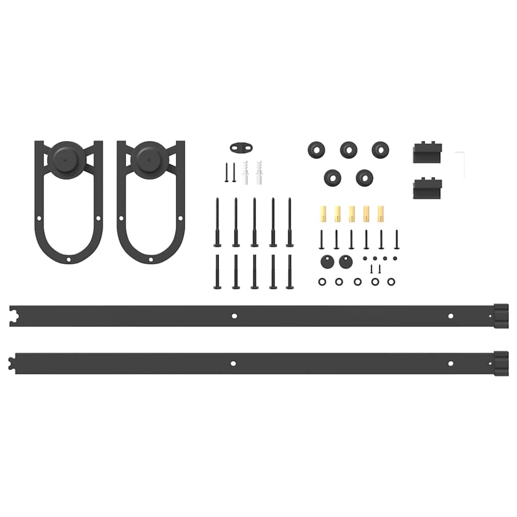 vidaXL Schiebetürbeschlag-Set 183 cm Stahl Schwarz