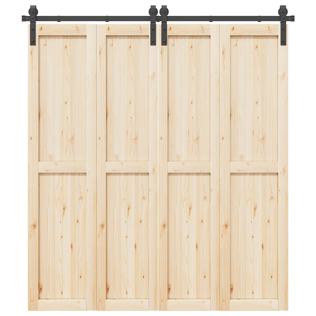 vidaXL Schiebetürbeschlag-Set 183 cm Stahl Schwarz