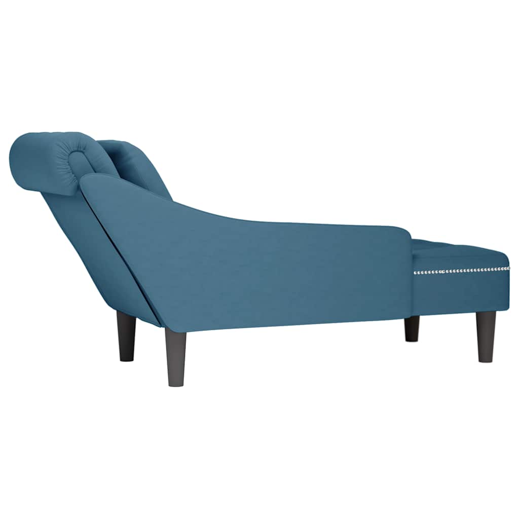 vidaXL Chaiselongue mit Kissen und Rechter Armlehne Blau Samt