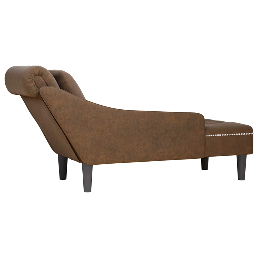 vidaXL Chaiselongue mit Kissen und Rechter Armlehne Braun Kunstleder