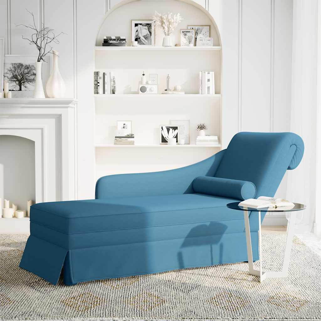 vidaXL Chaiselongue mit Nackenrolle und Rechter Armlehne Blau Samt