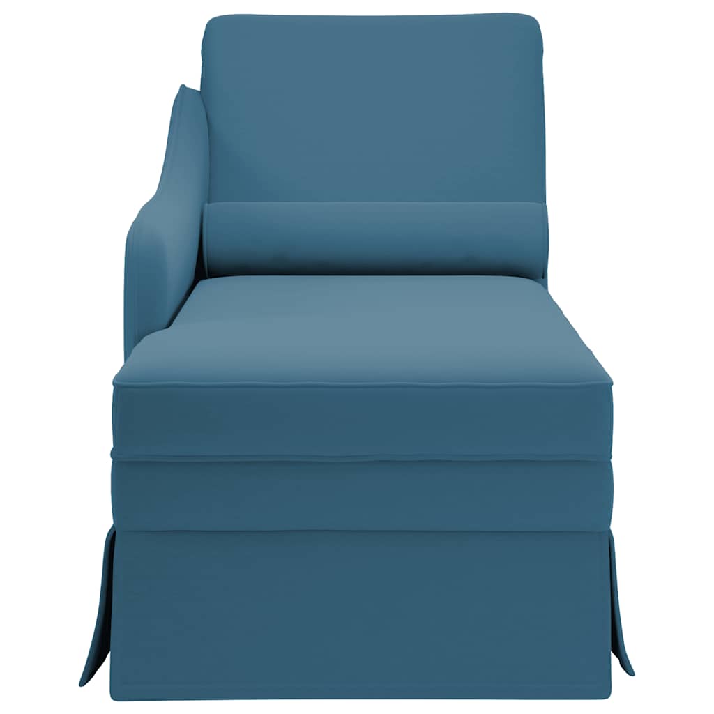 vidaXL Chaiselongue mit Nackenrolle und Rechter Armlehne Blau Samt