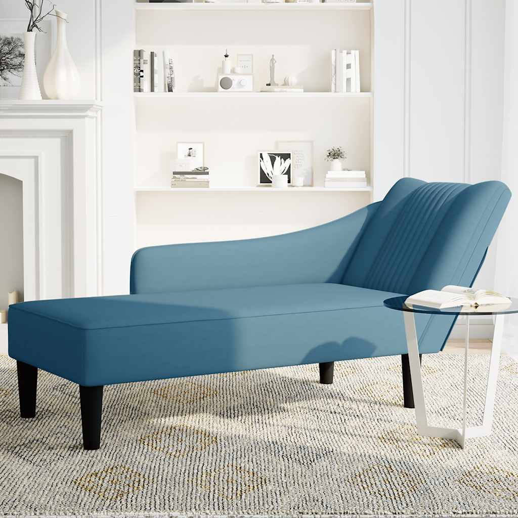 vidaXL Chaiselongue mit Rechter Armlehne Blau Samt